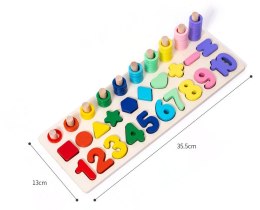 Liczydło drewniane sorter cyfry montessori 3w1 13x36cm