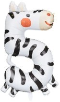 Balon foliowy urodzinowy cyfra "5" - Zebra 68x98 cm